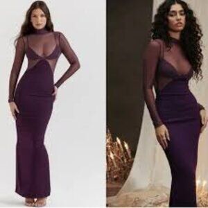 NTWO-HOUSE OF CB "SAFIYA" BLACK GRAPE MAXI DRESS